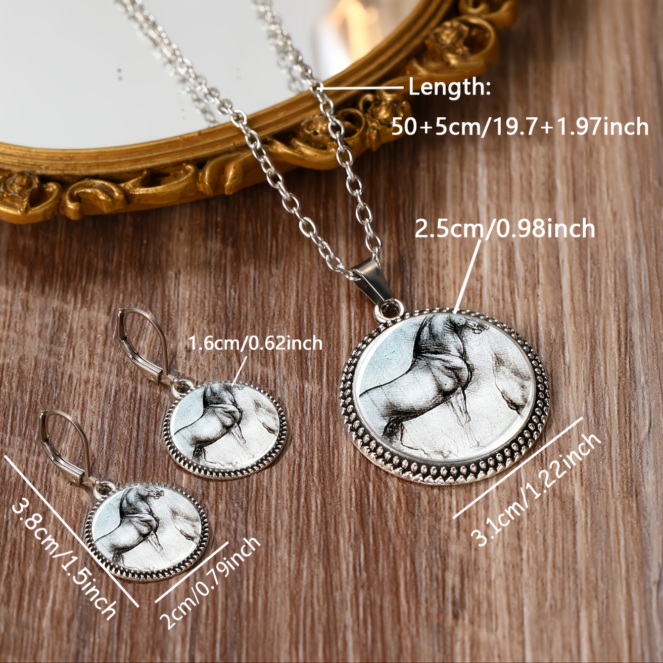 3pc Dynamic Elephants Necklace & Earrings Set, Classic Style
